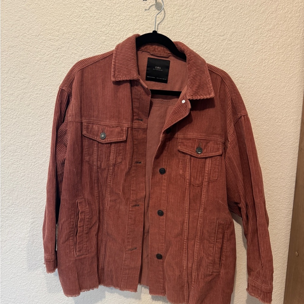 Zara Pink Corduroy Jacket Relaxed Fit